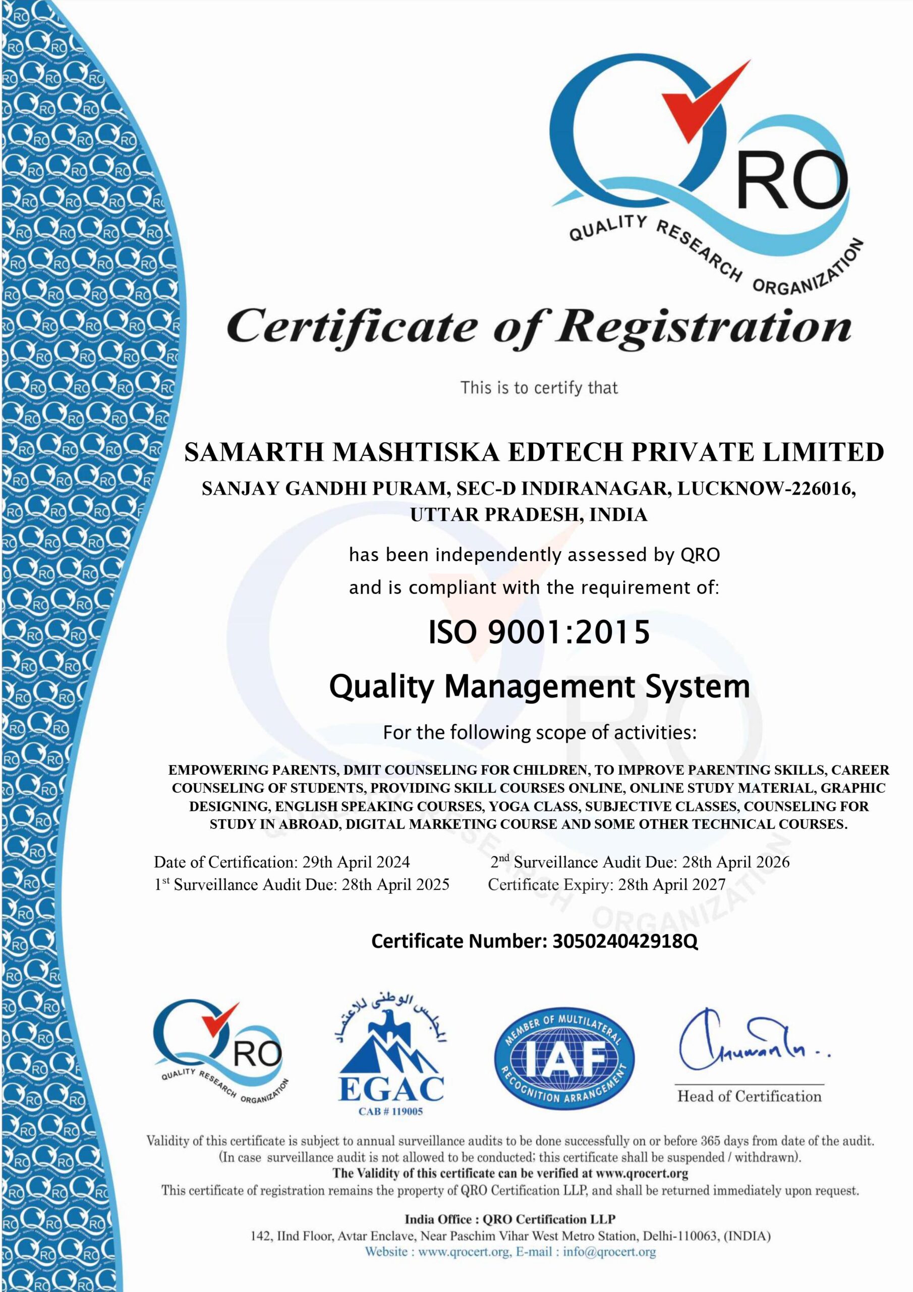 ISO 9001-2015 Certificate